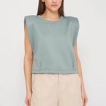 ZARA Sage Green Shoulder Pad Sleeveless Cropped Muscle Tee Photo 0