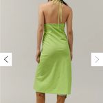 BDG Urban Outfitters Danny Lime Halter Neck Dress MIDI 100% Cotton Linen Look Photo 3
