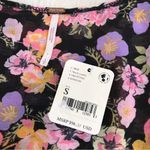 Free People  Maybel Sheer Floral Tie Front Peplum Top Crop Black‎ Pink Small New Photo 5