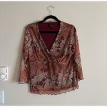 Vintage Y2K Assoluto Womens XXL Top V Neck Faux Wrap Baby Doll Red Boho Size XL Photo 1