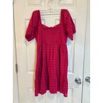 La Blanca Magenta Pink Eyelet Mini Dress Square Neck Puff Sleeve Medium Photo 5