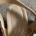 Attention  White & Tan Cut Out Pattern Wedge Sandals for Women Size 8 Photo 1