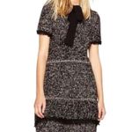 ZARA Short Sleeve Multicolored Knit Tiered Fringe trim Sweater Dress sz Small Photo 0