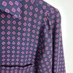 EXPRESS Portofino Shirt S Navy Geometric Workwear Preppy Career Office Siren Photo 2