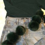 Boutique Hunter Green Shimmer Faux fur Ball Scarf Photo 2