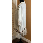 Oliver Large Cardigan Boho Fringe Crochet Open Front‎ Swimsuit Cover Up Beach White Photo 4