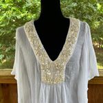 Calypso St. Barth  White Gauzy Beaded Boho Blouse Size M Photo 6