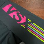 Victoria's Secret Victoria’s Secret Sport VSX Capri Leggings Black Neon Pink Yellow and Blue Small Photo 2