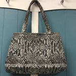 Faux snake print black white‎ shoulder tote bag purse 11” x 9” Photo 1