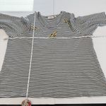 Quacker Factory Embroidered Bee Rhinestone Striped Cotton Knit Top Size 2X Photo 6