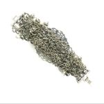 Vintage Antique Beaded Pearl Flower Bracelet Silver Photo 3