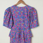 Rotate Mindy Mini Dress 6 Puff Sleeve Peplum Purple Blue Floral Bold Y2K Party Photo 10