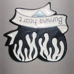 Burning Heart Flames Fun Funky Y2K Boho Scatter Pin Black Photo 0