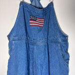 Vintage 90’s Agapo Embroidered American flag denim cropped overalls sizeXL Blue Size XL Photo 4