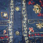 Weekend Provisions Embroidered Vest Floral Tapestry Cottagecore‎ Size L Blue Size L Photo 2