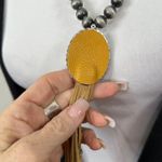 Cowgirl Confetti Turquoise and Orange Leather Navajo Beaded Necklace Photo 3