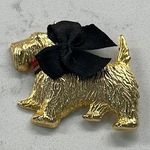 Vintage Gold Plated Black Scottish Terrier Dog Brooch Photo 0