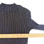 AllSaints Patrice Ribbed Knit Sheer Top Size XS Sparkly Metallic Blue Mock Neck Photo 8