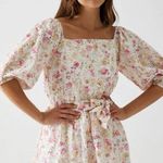 MINKPINK Cecile Mini Dress Size XS NWT Puff Sleeve Floral Eyelet Photo 0