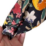 ZARA Black Floral Faux Wrap Midi Dress Womens L Boho Fall Dark Florals Photo 3