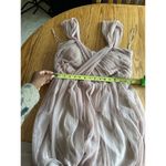 Birdy Grey Champagne Beige Nude Full-Length Tulle Gown Pleated Bodice XL Photo 8