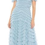 Mac Duggal 8055 High Neck Ruffle Short Sleeve Tiered A Line Dress Photo 0