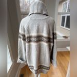 Gap Vintage Light Gray Fair Isle Lambswool Funnel Neck Tunic Sweater Size Large Photo 2