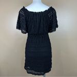 Chelsea and Violet Black Crochet Lace Knit Sweater Boho Dress M Photo 8