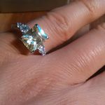 Simulated Peridot and White Diamond Sterling Silver Ring (Size 6) Photo 5