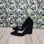 ASOS Pointed Toe Wedges Size 6 Black Faux Suede High Heel 4.5" Pumps Shoes Photo 3