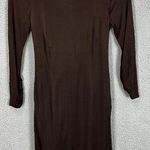 Laundry by Shelli Segal Laundry By Design Dress Womens 6 Brown‎ Long Sleeve Belted Wrap Slinky Ruched Photo 0