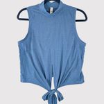 Lululemon Women Top Blue Time to Restore Mock Neck Tank Front Tie Stretch Size 8 Photo 1