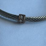 Women’s vintage dainty silver tone cable crystal bangle‎ bracelet one size Photo 4