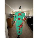 LuLaRoe Midi Dress Pullover Short Sleeve Sz Small Green Orange Polyester Spandex Photo 2