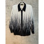 Bob Mackie  Silk Blouse Medium Black White Preppy Office Academia Photo 1
