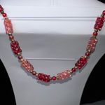 Vintage Pink and Red Bead Fringe Necklace Red Photo 6