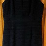 Trina Turk Textured Sleevless Deep Narrow V-Neck Black Sheath Dress Size 0 / 2 Photo 0