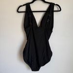J.Crew NWT  Ruched Plunge One Piece Swim Suit in Solid Black Sz M CI098 Photo 4