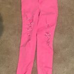 Neon Pink Distressed Skinny Jeans Size 25 Photo 0