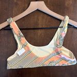 San Lorenzo Printed Pull On Swim Top Bikini Top Reversible Large Blue Photo 3