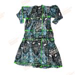 NWT Maria Cher Lugo Franca Maxi Dress Silk Cotton M Printed Pleat Placket Boho Blue Size M Photo 8