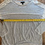 J.Crew Women's Baseball Style Long Sleeve Navy Blue Stripped 100% Linen Sz XL Photo 2
