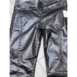 Free People NWT  Double Dutch Slit Skinny Pants Faux Leather Coated Black Size S Photo 3