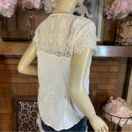 American Eagle  OUTFITTERS BEIGE OPEN FRONT LACE CARDIGAN BLOUSE (M) Photo 3