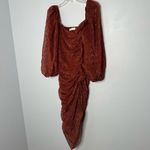 ASTR  ATHENS RUCHED PUFF SLEEVE BURNOUT MIDI DRESS Photo 2