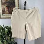 Rafaella  Bermuda Khaki Walking Shorts size 14 Flat Front Inseam 11” Photo 0