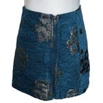 Free People Moving On Metallic Teal Blue Embroidered Mini Skirt Women’s Size 0 Photo 1
