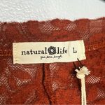 Natural Life NEW Rust Floral Lace Sheer Short Sleeve Top Stretchy Boho Size L Photo 3