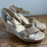 Toms  Strappy Canvas Cork Wedge Heel Cuff Platform‎ Sandals Crisscross Photo 0