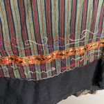 Striped Wrap Skirt Floral Embroidery Boho Flowers Ribbon Tie Waist Green Red Size undefined Photo 8